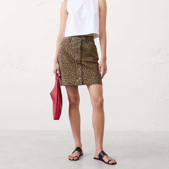 Banana Republic Cheetah Print Denim Utility Mini Skirt/NWT/6 - Picture 2 of 16